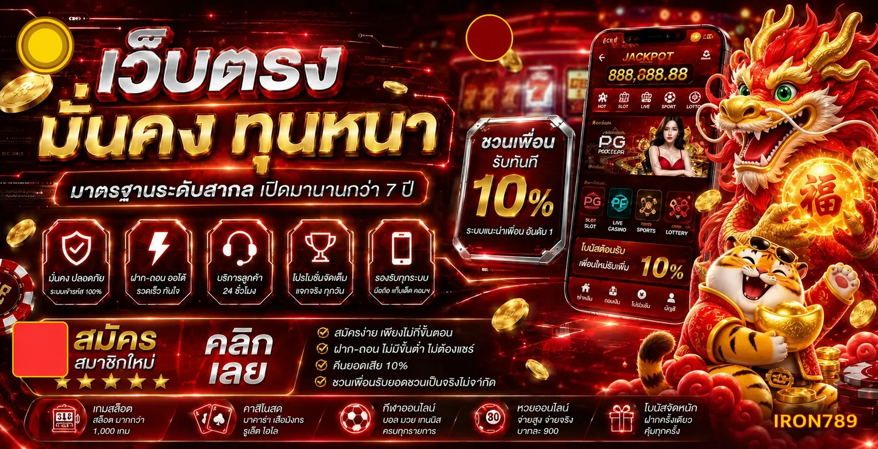 สล็อตออนไลน์ iron789 พร้อมเกม PG Soft และหมวดคาสิโน